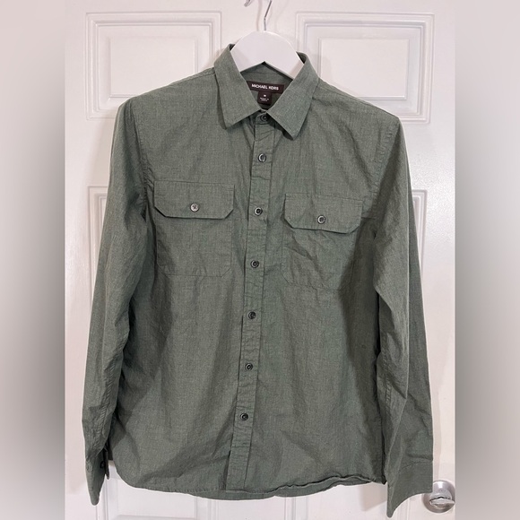 Michael Kors Tailored Fit Button-Down Shirt Green Long Sleeve Men’s Medium - Picture 1 of 3